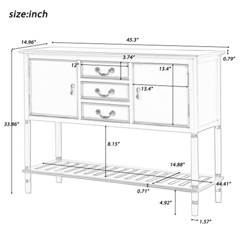 Blue Console Table with 3 Drawers H7319
