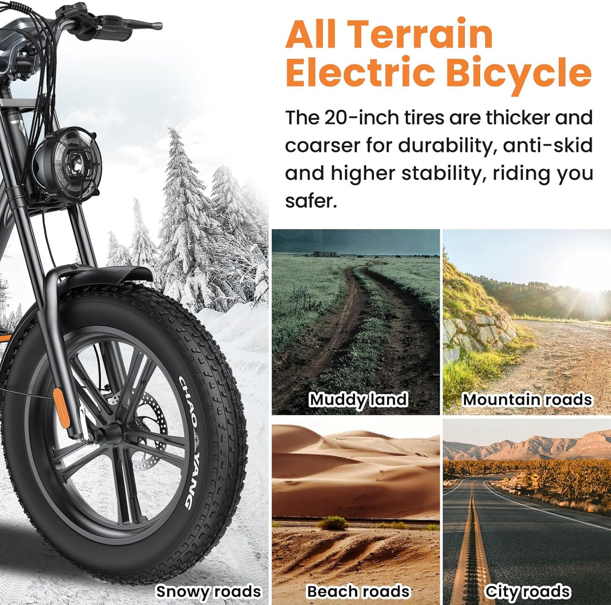 20" Fat Tire 48V 15.6AH Removable Battery Electric Bike O227041