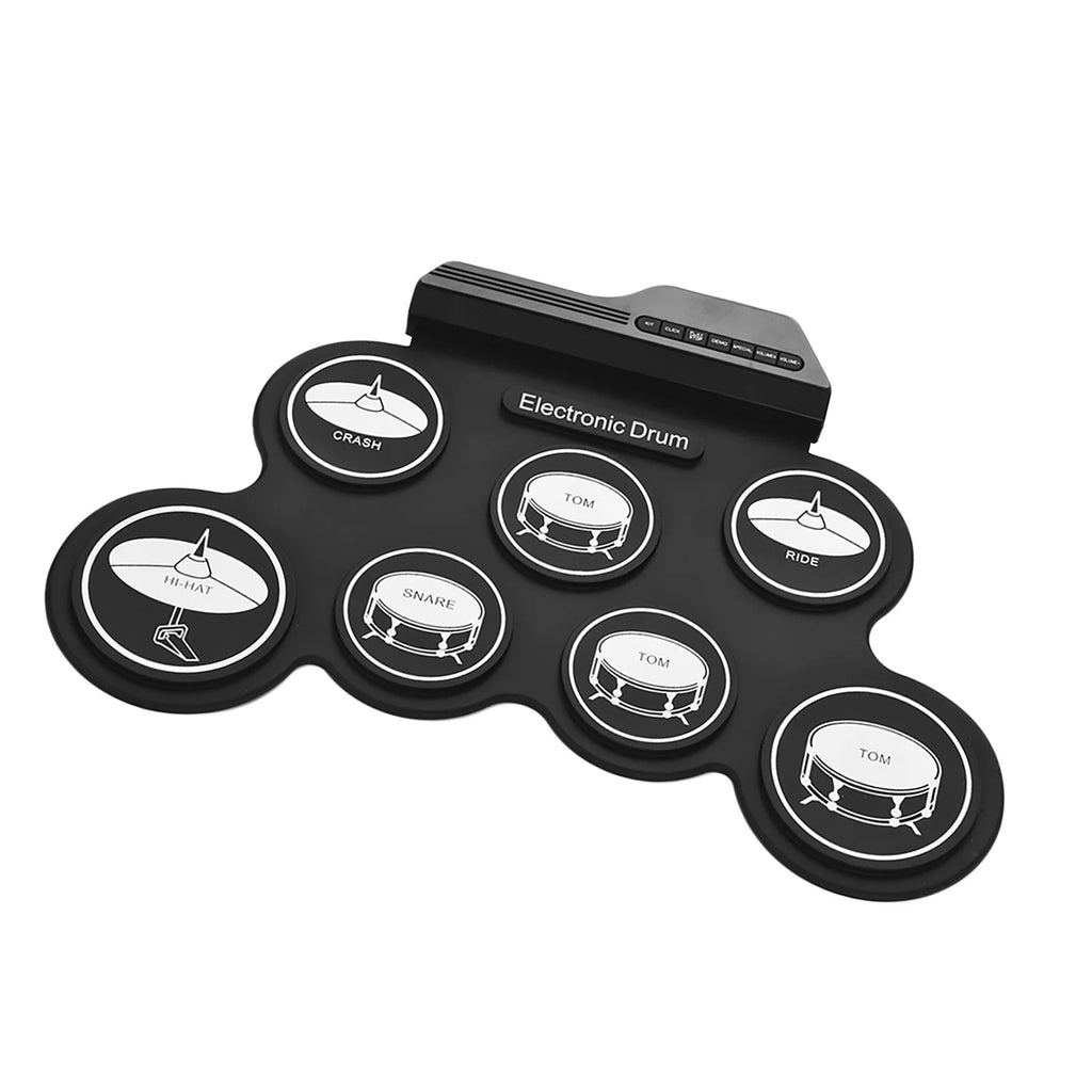 Compact USB Silicon Drum Set with 7 Drum Pads Drumsticks Foot Pedals X5259