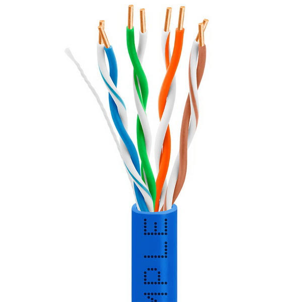 Cat-5e Bulk Cable 350MHz UTP 24AWG Bare Copper 1000ft Blue K2624