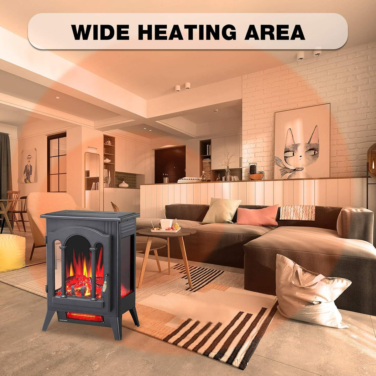 3D Infrared Electric Fireplace Stove, Freestanding Fireplace Heater, 1000W/1500W (16 Inch) F184
