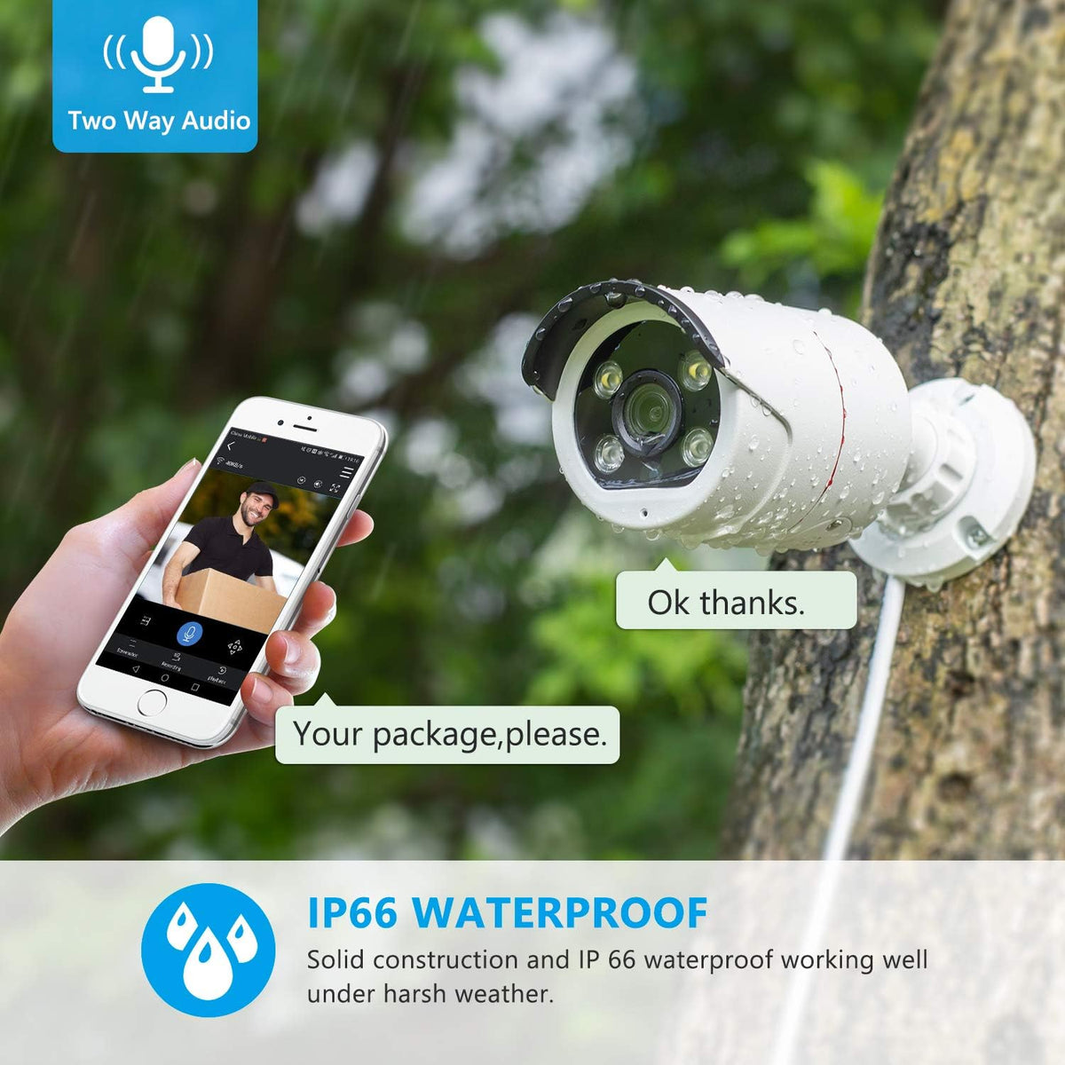 5MP PoE Security Camera System, 4pcs Wired Outdoor PoE IP Cameras, 8CH NVR with 2TB Hard Drive, Color Night Vision K523826