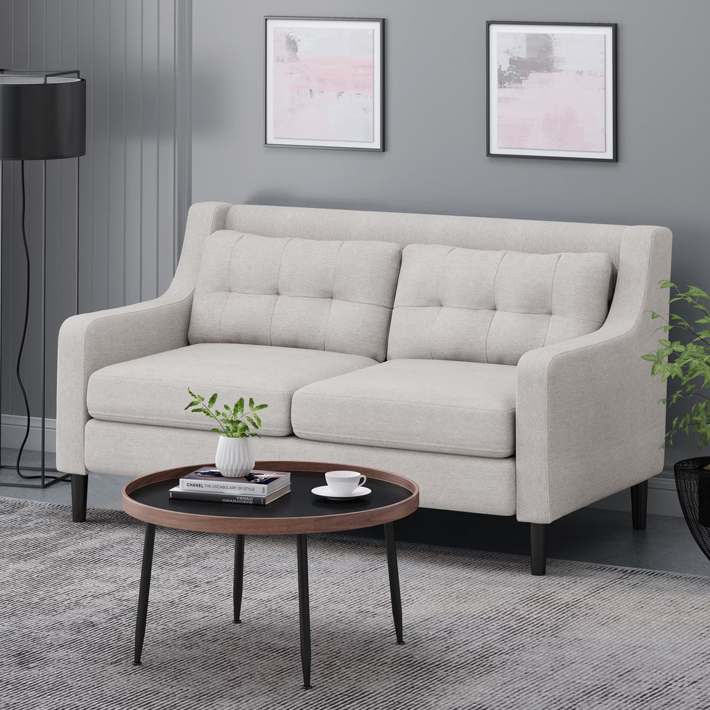 Beige Fabric Upholstered Loveseat B516216