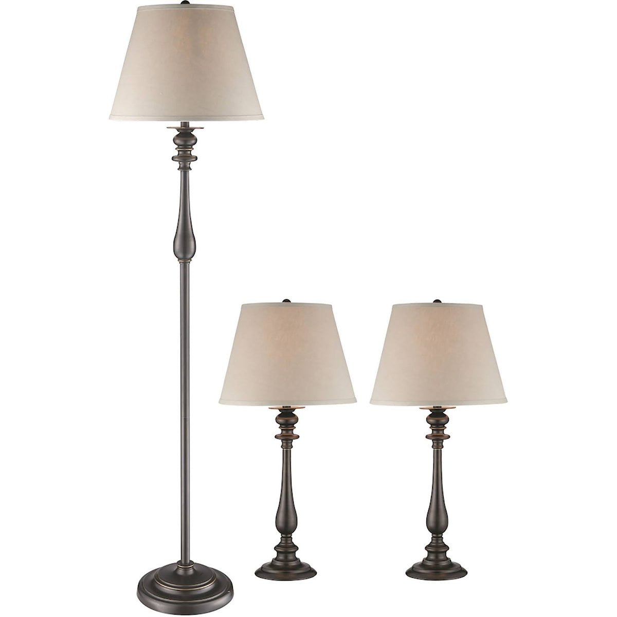 Metal Lamps in Black with Golden Highlight, Set of 3 L670