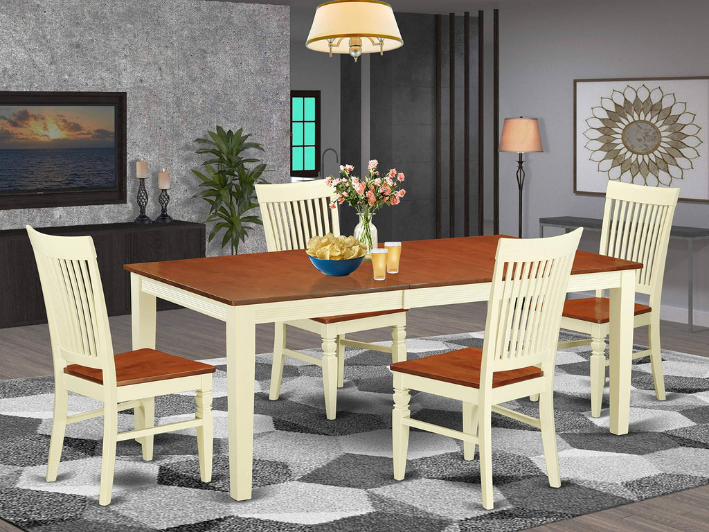 Black Wood Seat Chair with Slatted Back - Set of 2 V285
