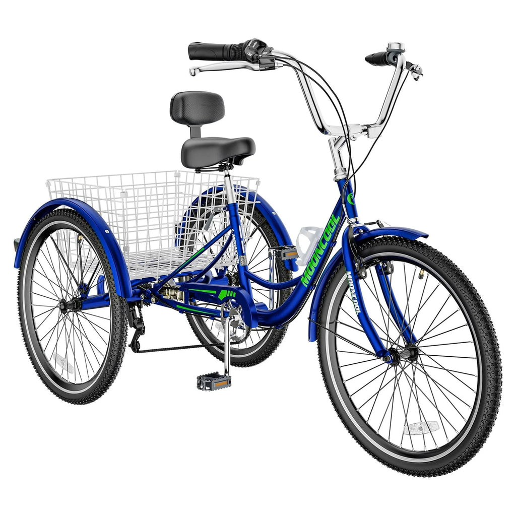 Cyan 26 inch 7-Speed Adult Tricycle with Basket B6015