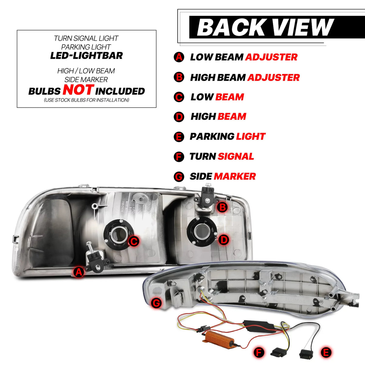 LED Tube DRL Headlights Assembly P91193