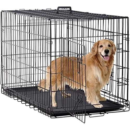 24-48 Inch Folding Wire Dog Crate with Double-Door A363361