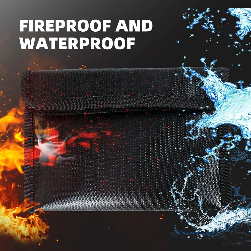 Fireproof Document Organizer Bag with Lock, 3-Layer File Storage Box, Waterproof File Holder, 17.5 x 13 x 5” M7539