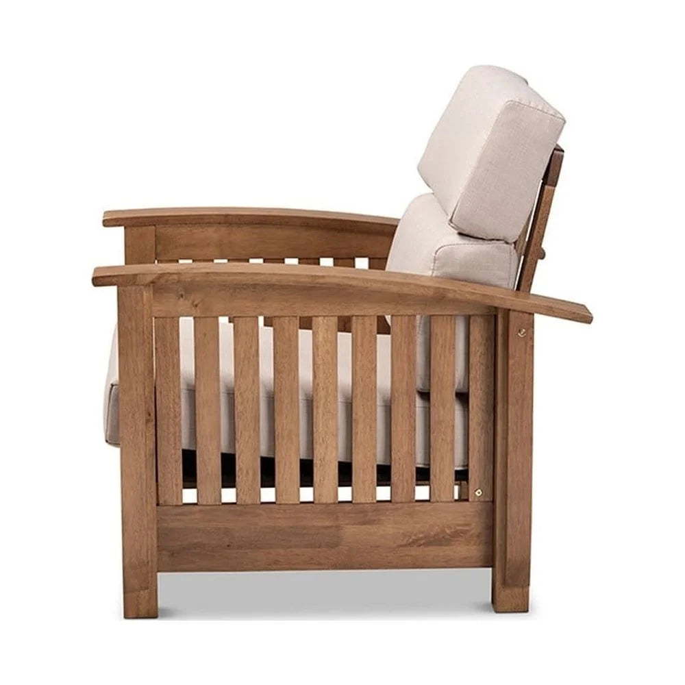 Taupe Fabric Upholstered Wood 1-Seater Lounge Chair H496636