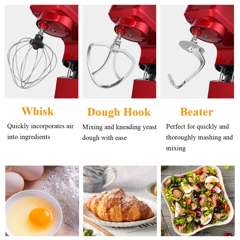 Red 6 Speed Control 7.5QT Electric Stand Mixer with Stainless Steel Bowl O11678