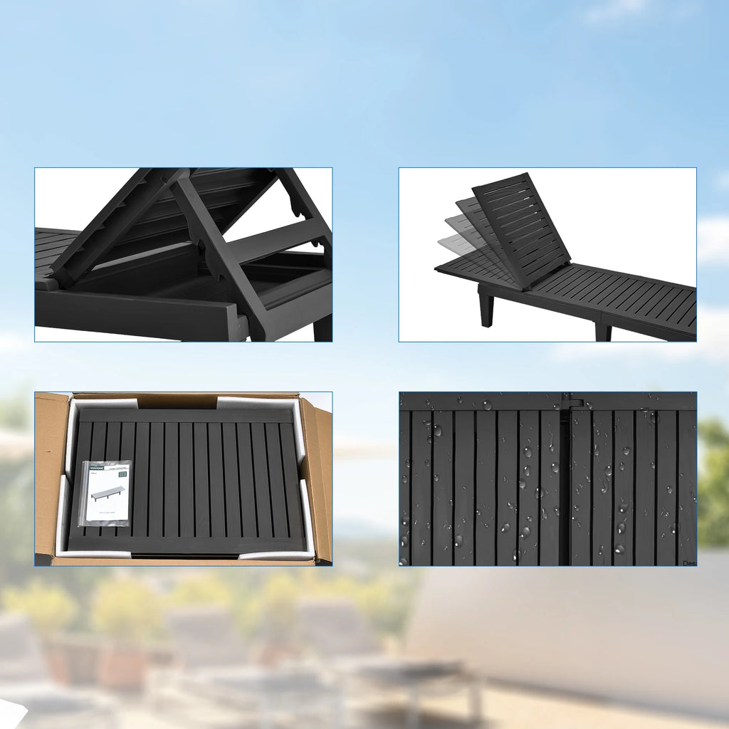 Black Adjustable Outdoor Lounge Chairs K2875