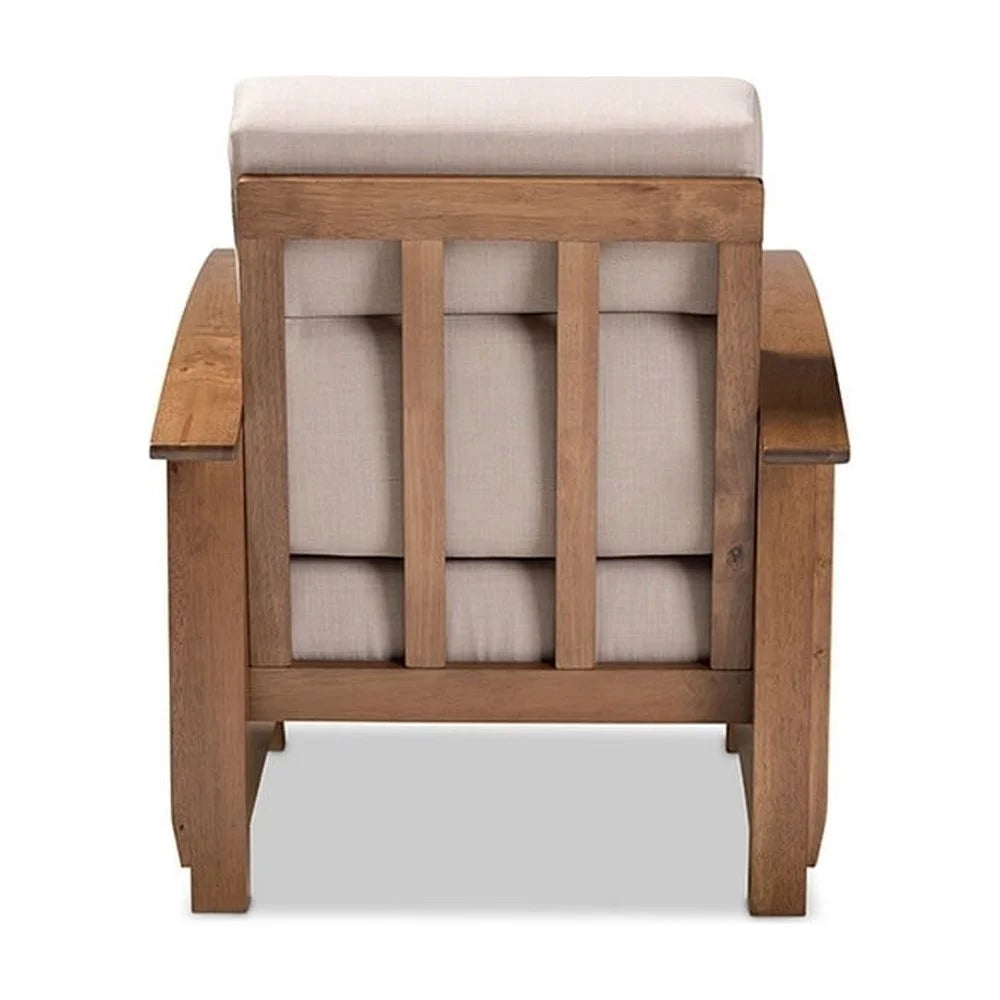 Taupe Fabric Upholstered Wood 1-Seater Lounge Chair H496636