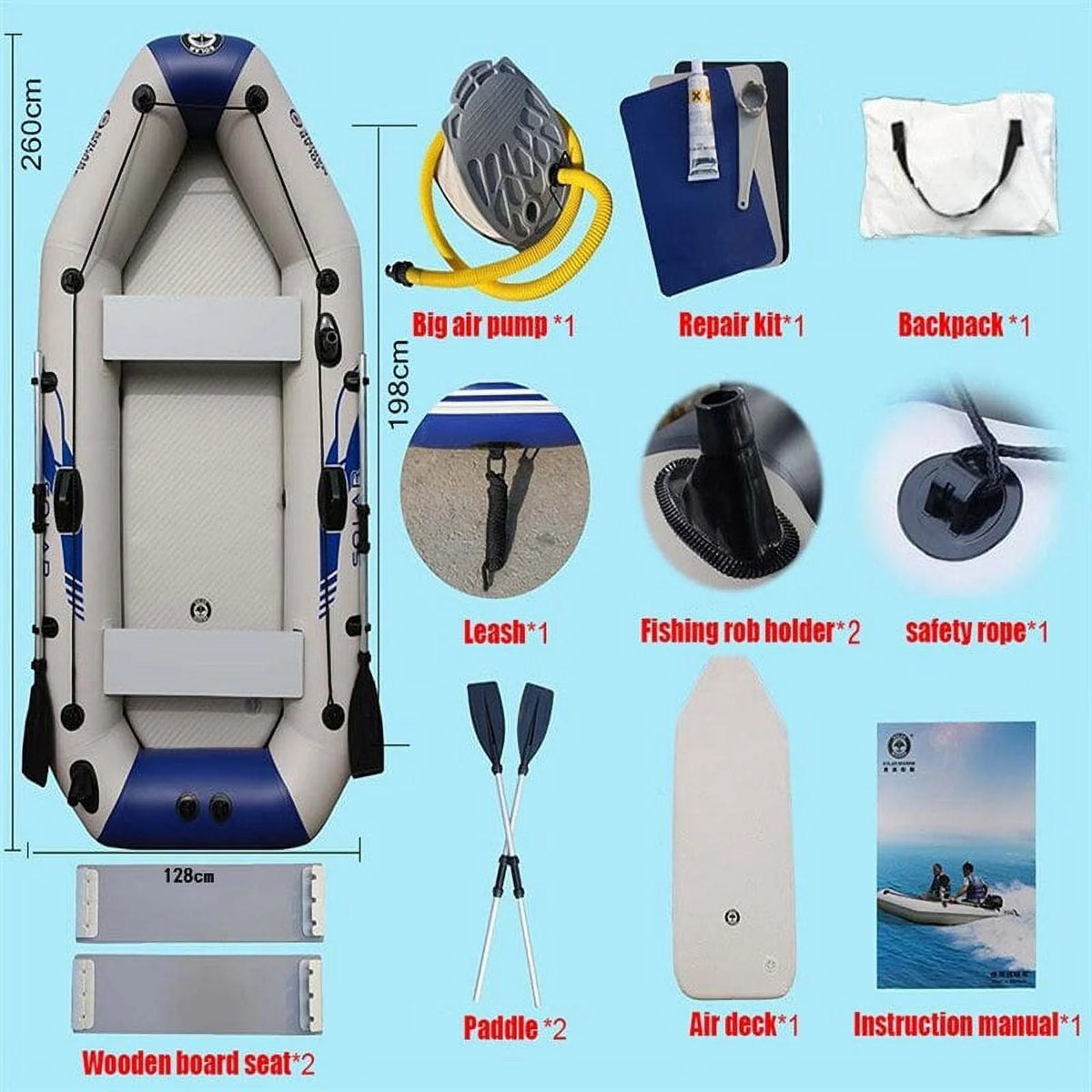 3 Person PVC Inflatable Boat Set V2477