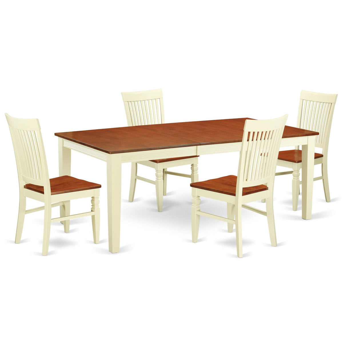 Black Wood Seat Chair with Slatted Back - Set of 2 V285