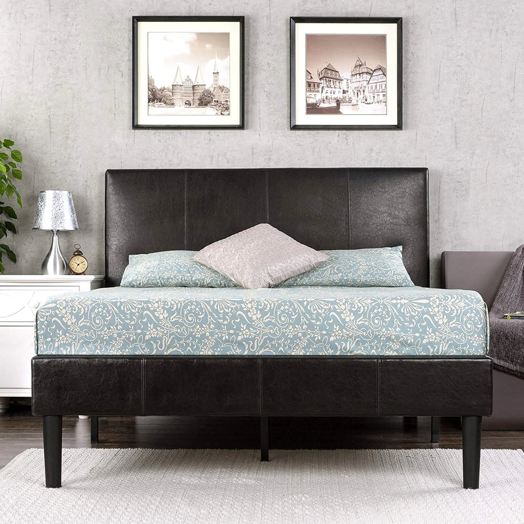 Faux Leather Upholstered Platform Bed Frame California King B39501