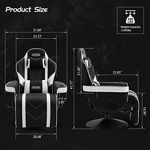 Black White X Large PU Leather Gaming Recliner Chair V358