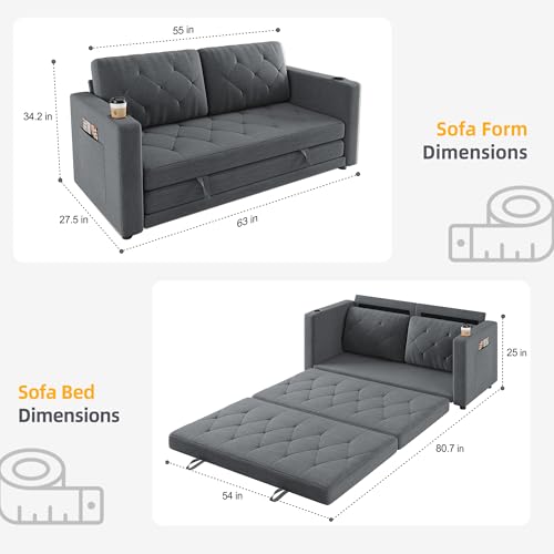 Beige 3-in-1 Full Size Pull Out Sleeper Sofa R169633