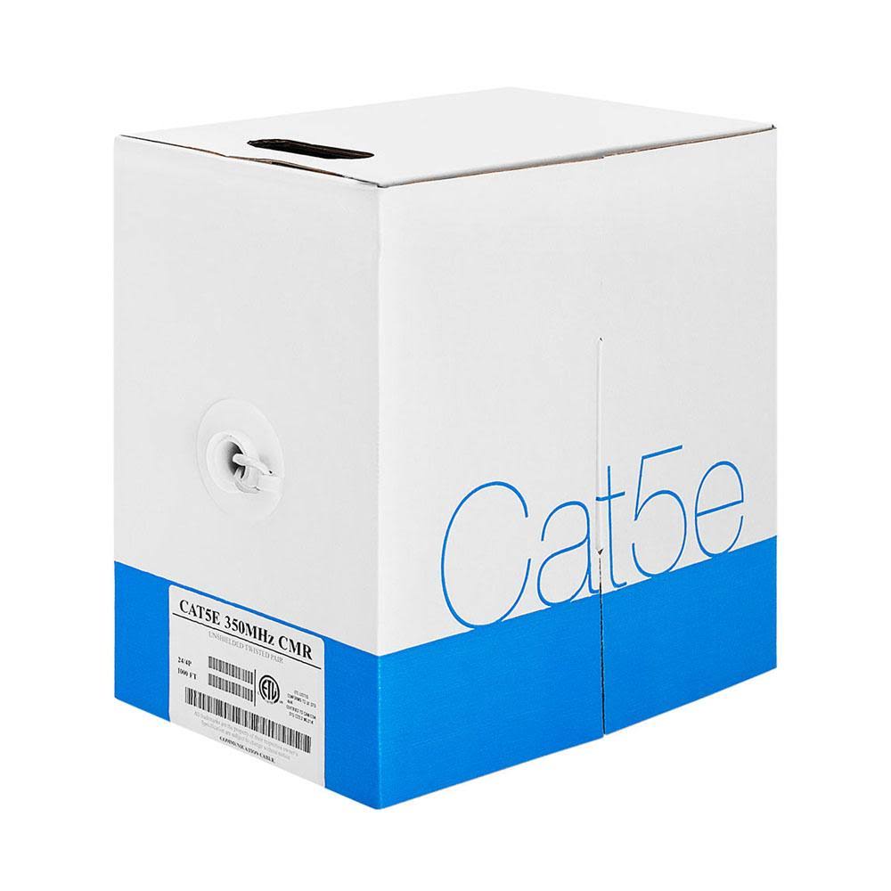 Cat-5e Bulk Cable 350MHz UTP 24AWG Bare Copper 1000ft Blue K2624