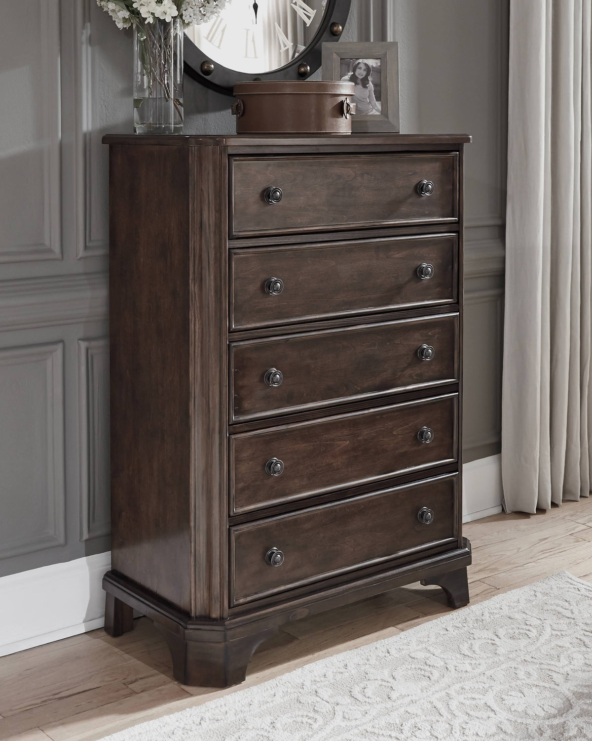 Brown Five Drawer Chest D784385