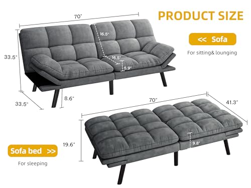 Grey Convertible Futon Sofa Bed P54032