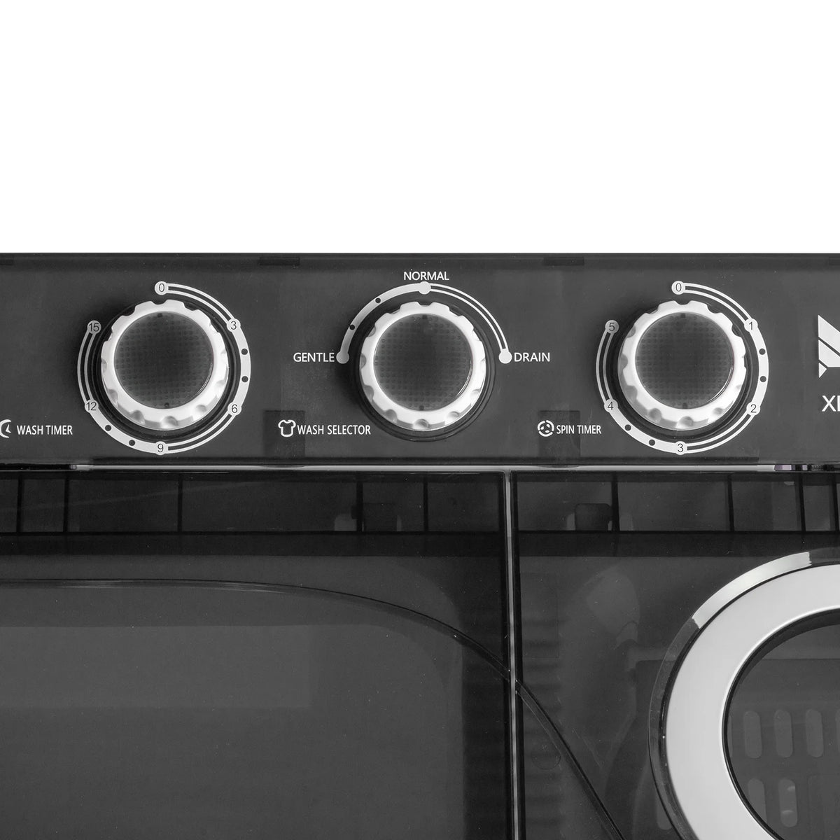 Semi-automatic Twin Tub Washing Machine with Built-in Drain Pump, 26Lbs, White&Black A860