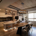 5-Lights Wooden Rectangle Pendant Light Fixture E62603