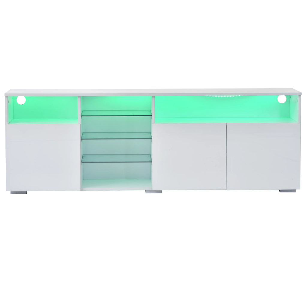 White High Gloss TV Cabinet with LED Lights M244