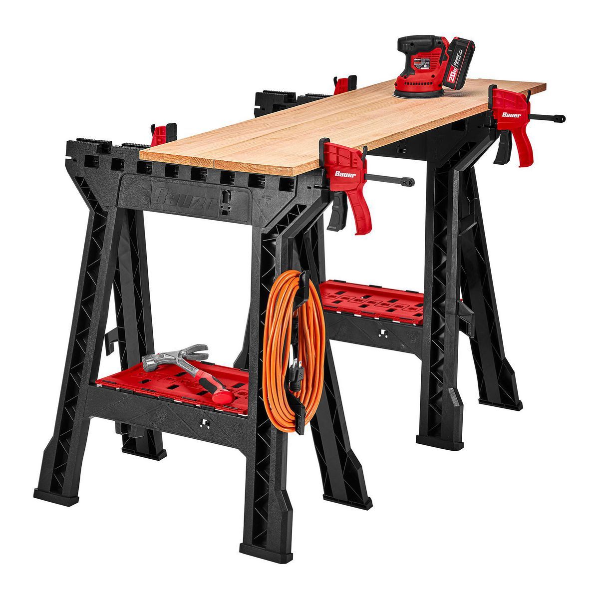 Polypropylene Folding Sawhorse with Bar Clamp E309281