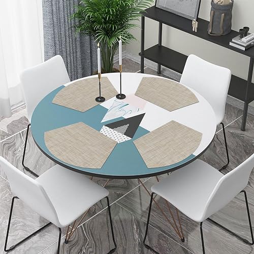 Round Table Placemats Set of 4 Non Slip Heat Resistant Woven Vinyl Metallic Golden Table Mats N58795