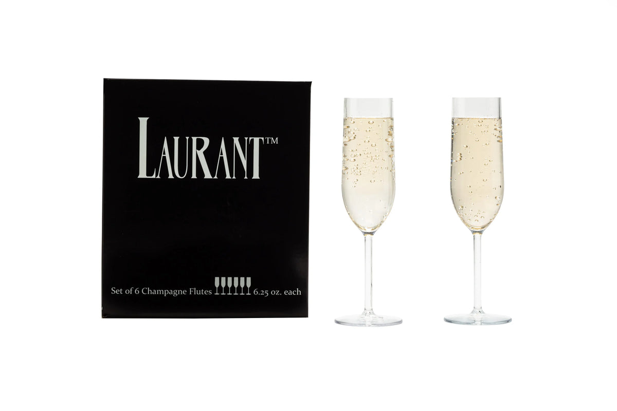 Set of 6 Crystal Clear Tritan Plastic Champagne Flutes Y35673