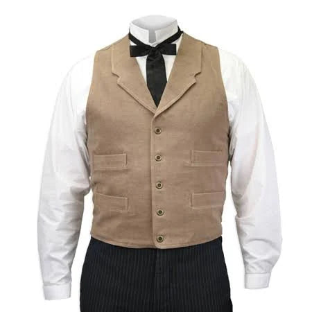 Tan Cotton Notch Collar Work Vest K833
