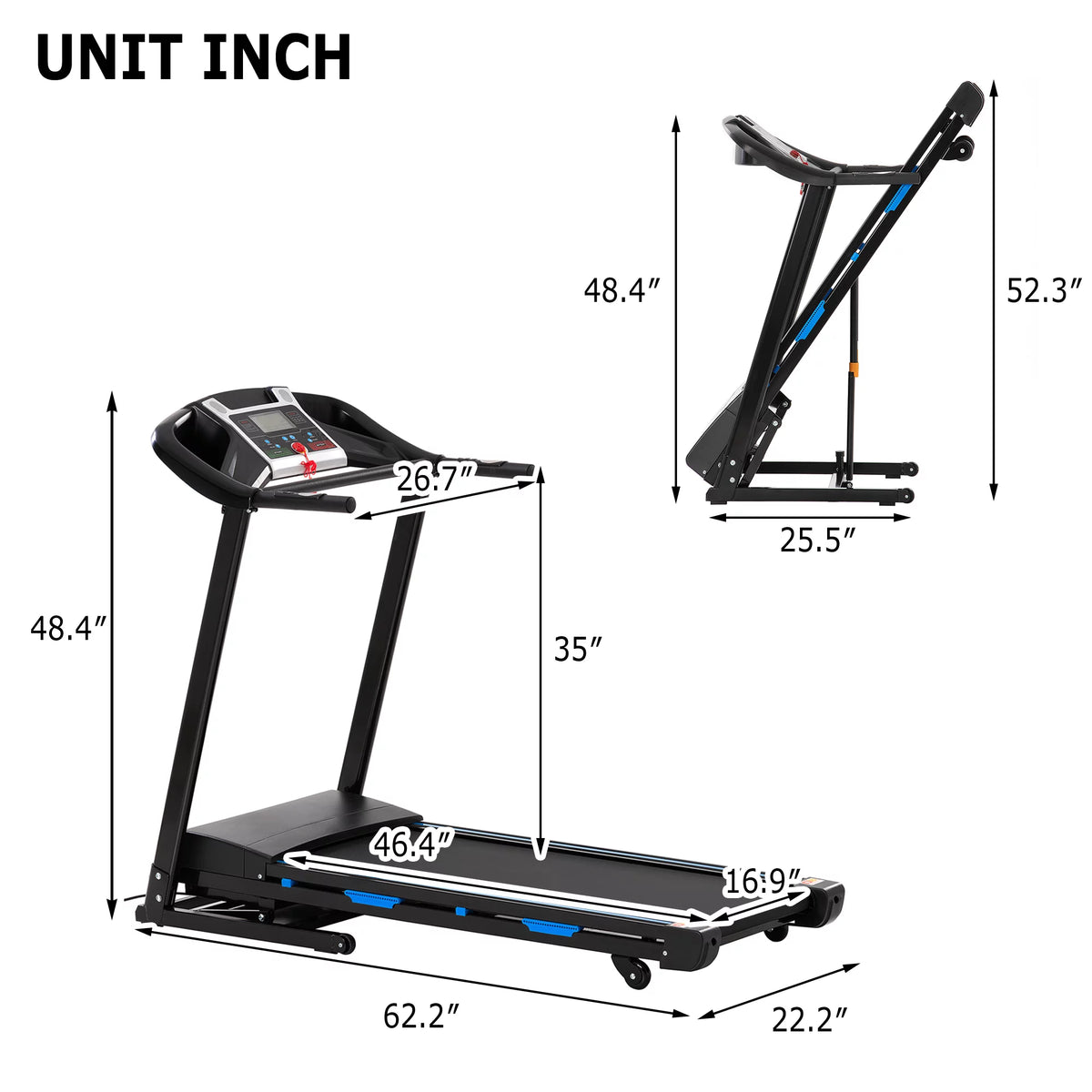 3.5HP Folding Electric Treadmill with Auto Incline B177