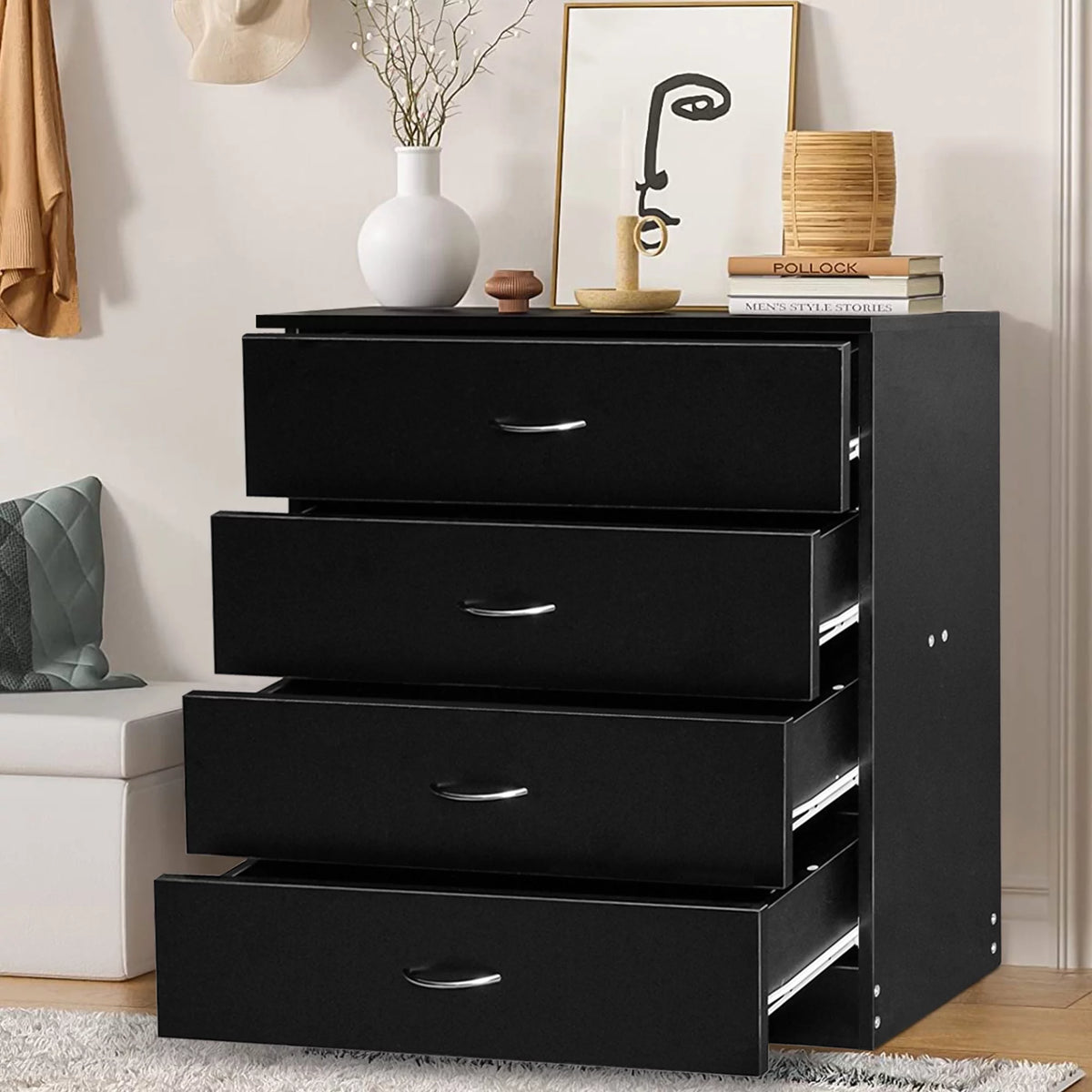 Black 4 Drawer Dresser X13646