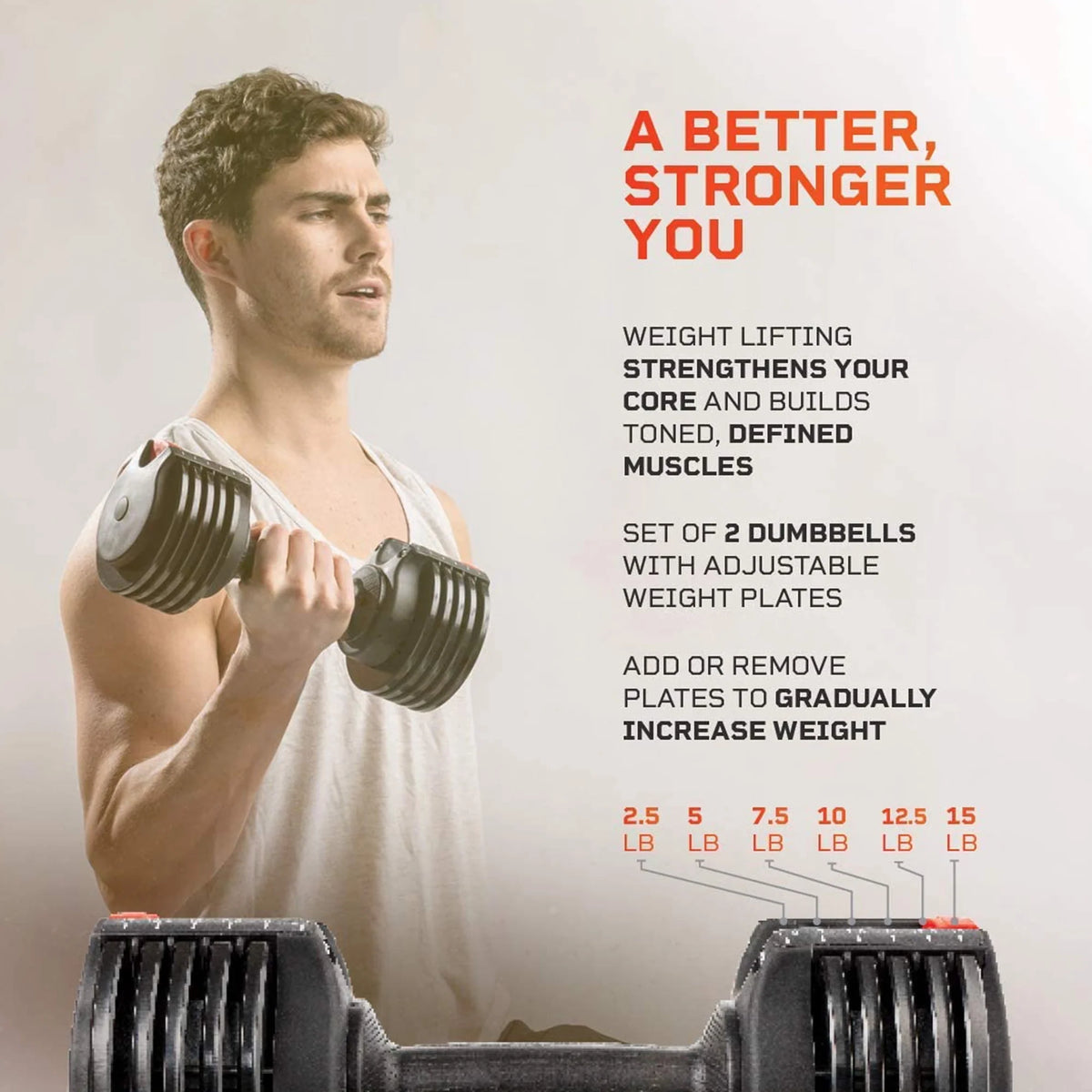 15 Pound Adjustable Dumbbells Set, 2 Pcs N482521