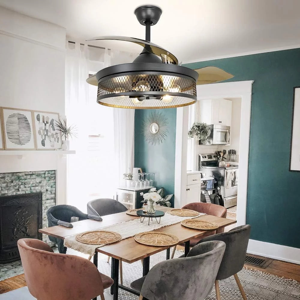 42" Invisible Ceiling Fan with Light and Remote O7582
