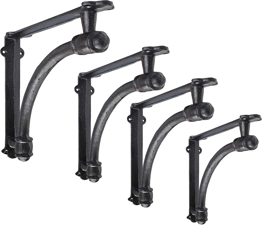 2 Pack Heavy Duty Rustic Black Iron Half Round Wall Shelf Bracket M201997