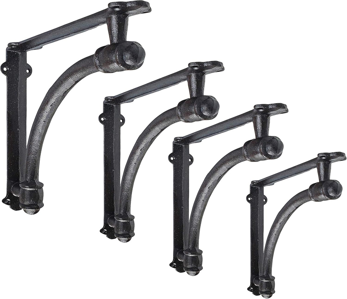 2 Pack Heavy Duty Rustic Black Iron Half Round Wall Shelf Bracket M201997