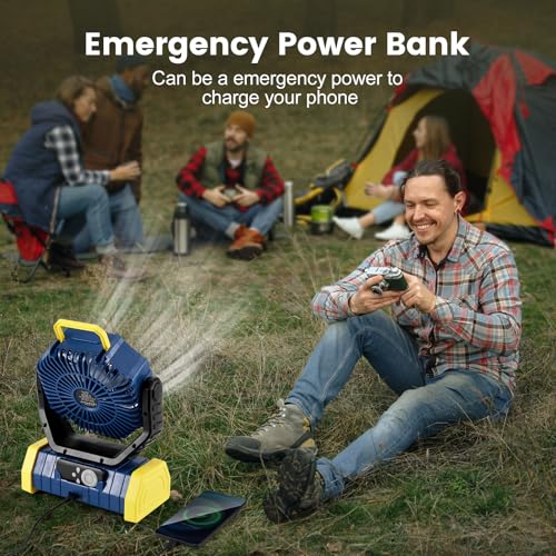 30000mAh Rechargeable Oscillating Camping Fan with LED Lantern A654475