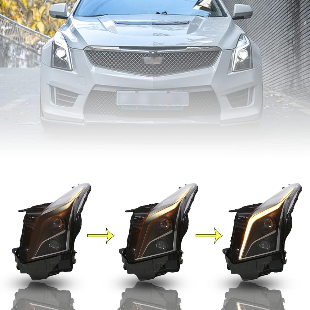 LED Headlights Assembly with Red Demon Eyes and Sequential Turn Signal Y6804