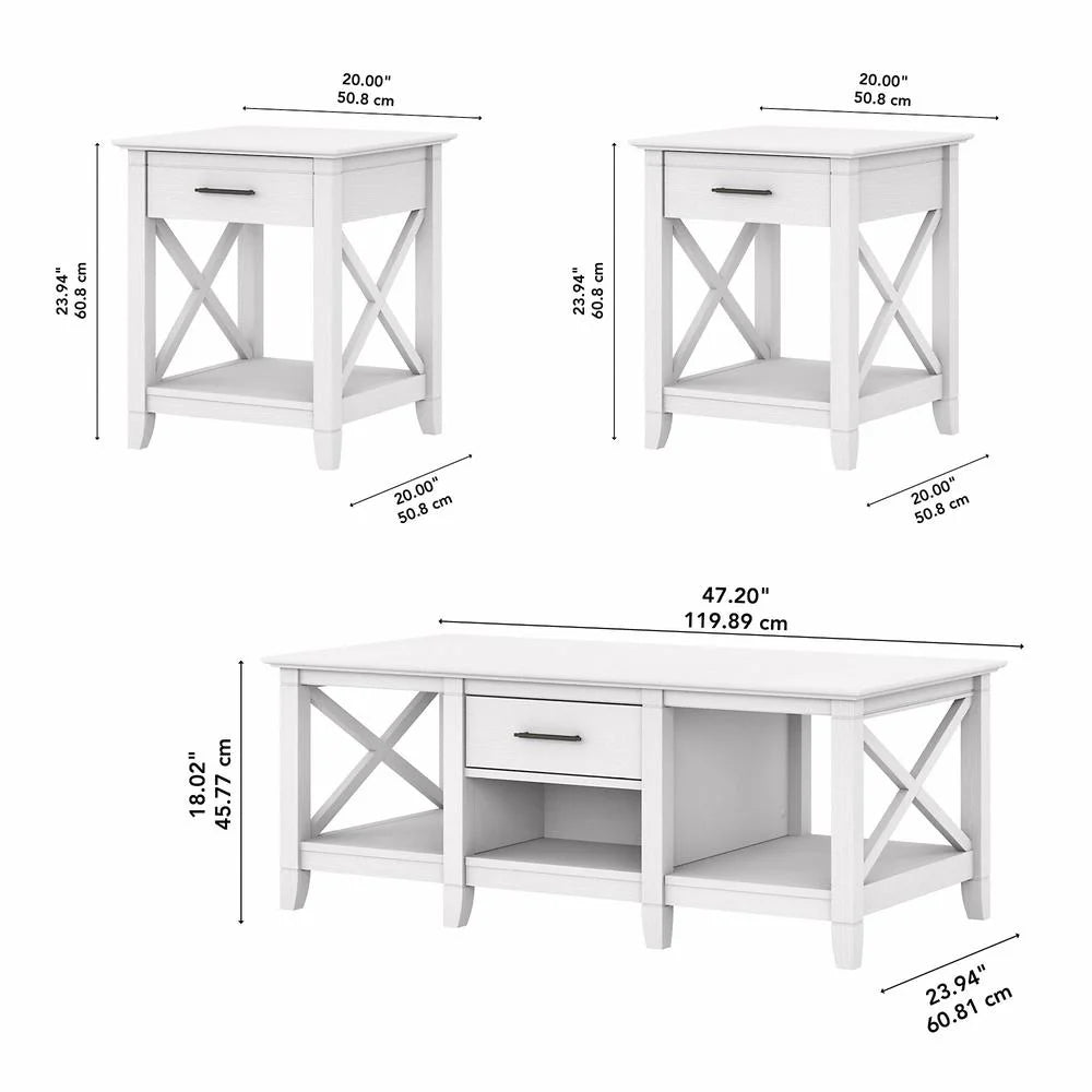 Pure White Oak Coffee Table with End Tables P4841