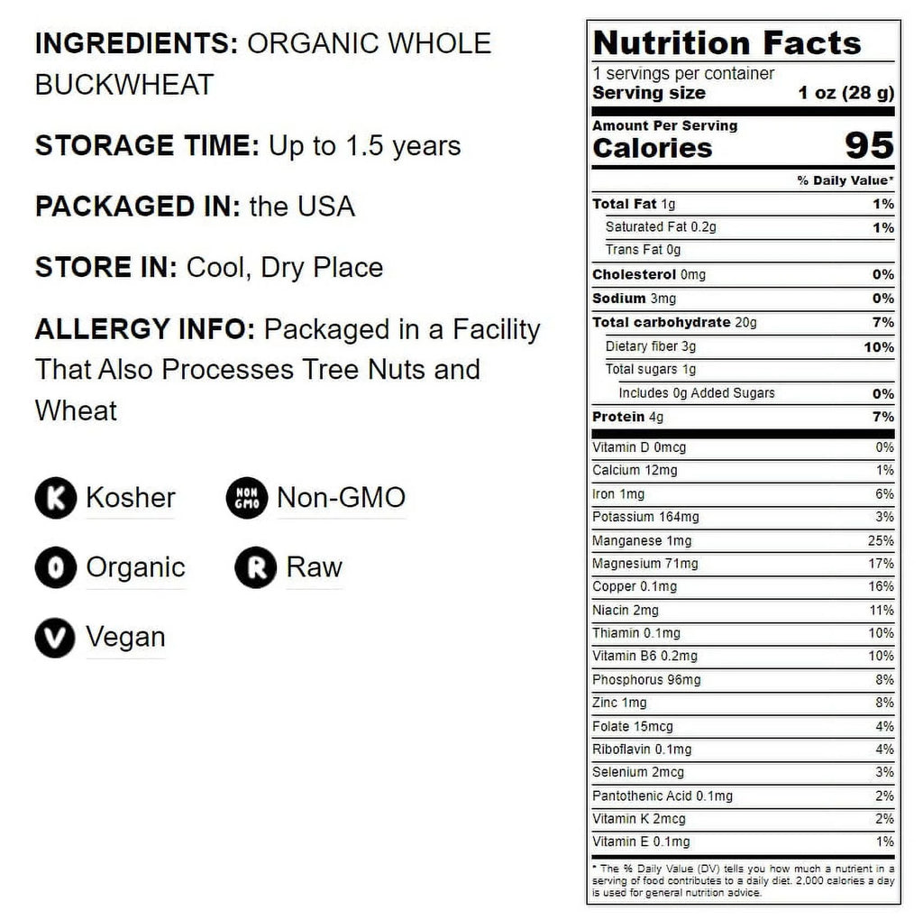 Organic Whole Grain Buckwheat Flour, 4 Pounds O53658