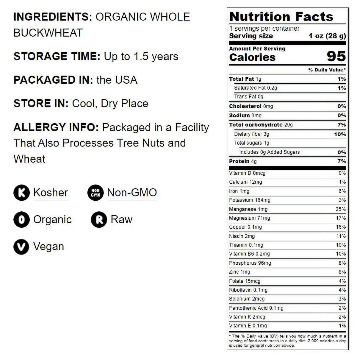 Organic Whole Grain Buckwheat Flour, 4 Pounds O53658