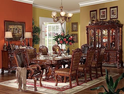 9pc Formal Dining Table Set with 6 Side Chairs and 2 Arm Chairs M304