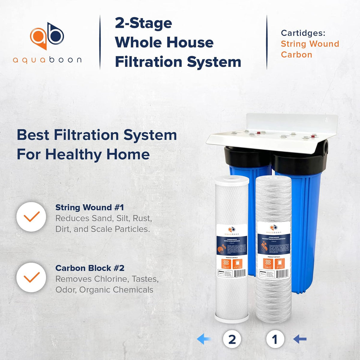 2-Stage Whole House Water Filter System with Bracket U2579