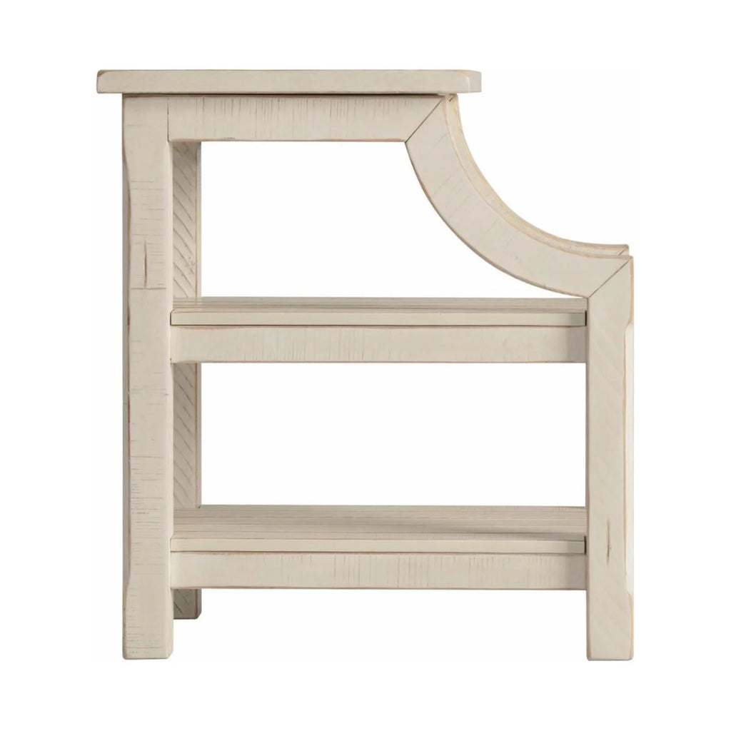 Antique White Solid Wood Chairside Table with Power Q154