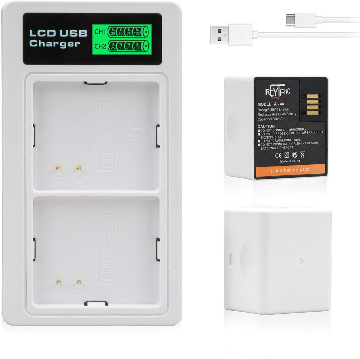 2-Pack Rechargeable Batteries and LCD Dual Charger for Arlo Camera G5713