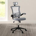 Silver Grey High-Back Mesh Executive Office Chair with Headrest and Flip-Up Arms Y56599