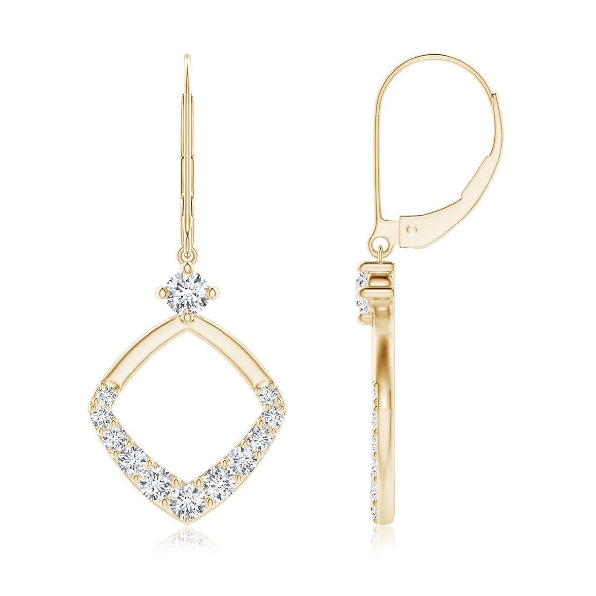 14K Yellow Gold Diamond Drop Earrings P6885