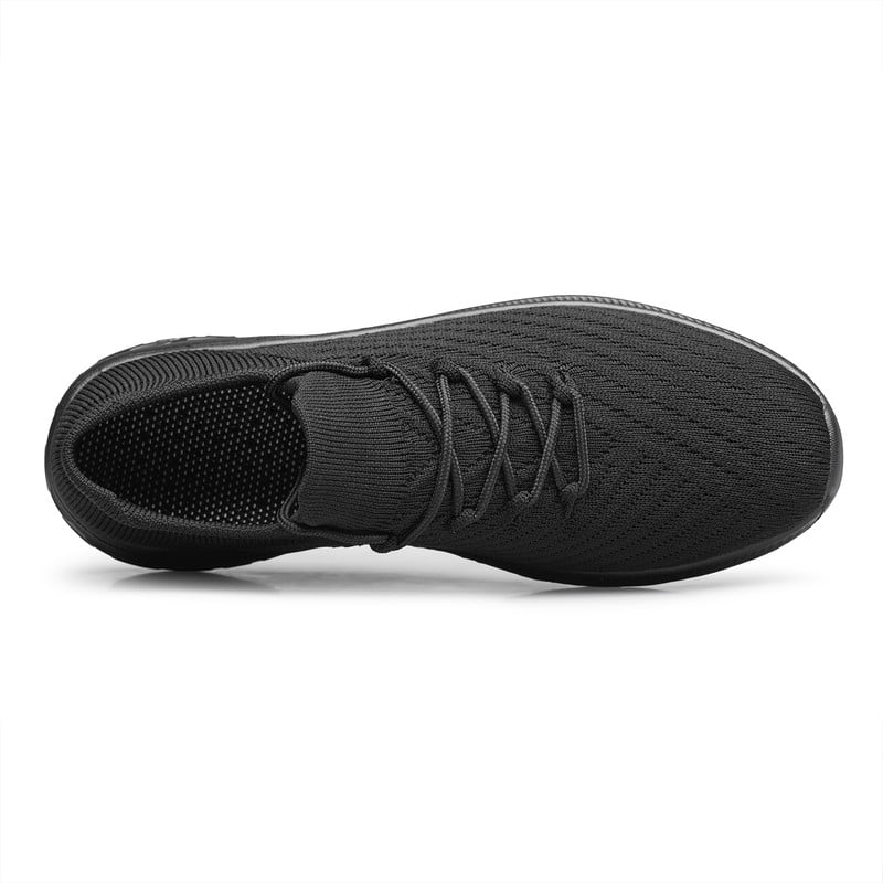 All Black Lightweight Breathable Non Slip Slip On Walking Shoes Q440756